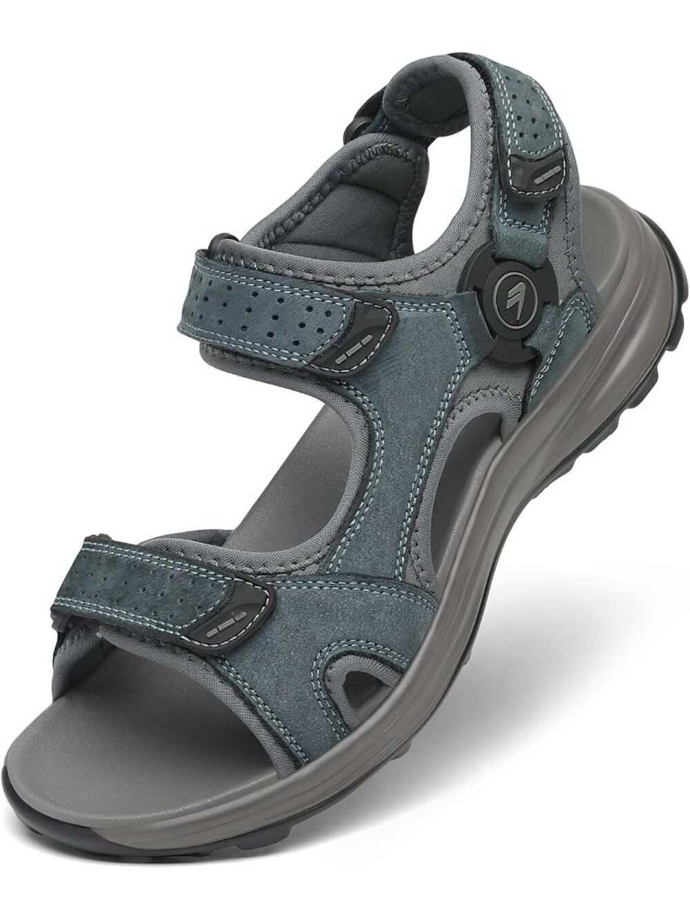 Men's Grey 1 Athletic Hiking Open Toe Leather Walking Sport Sandals Shoes